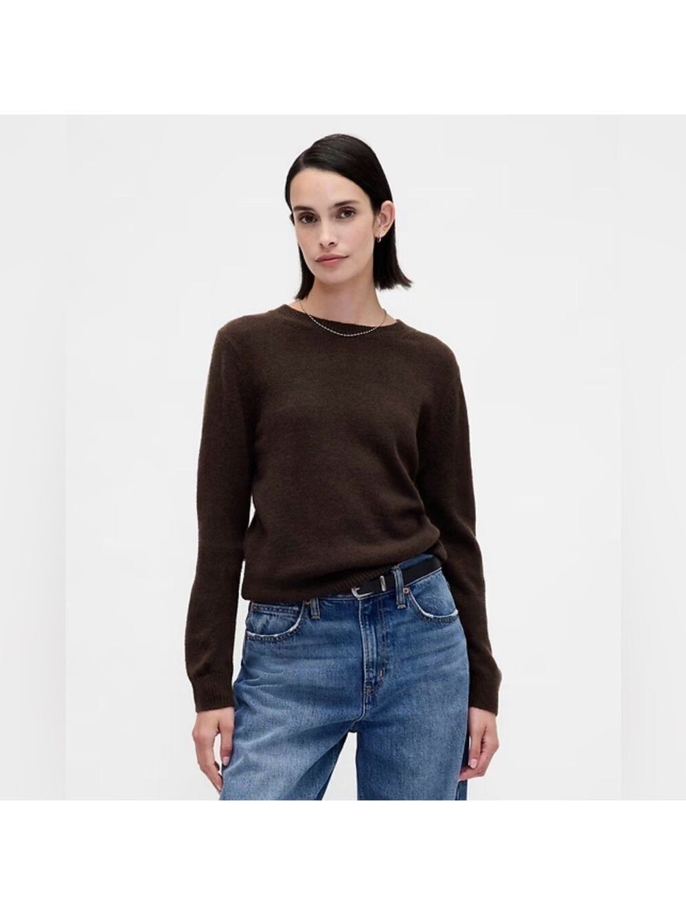 Gap Cashsoft Crewneck Pullover Sweater NWT XXS Cozy Espresso Cabincore Winter